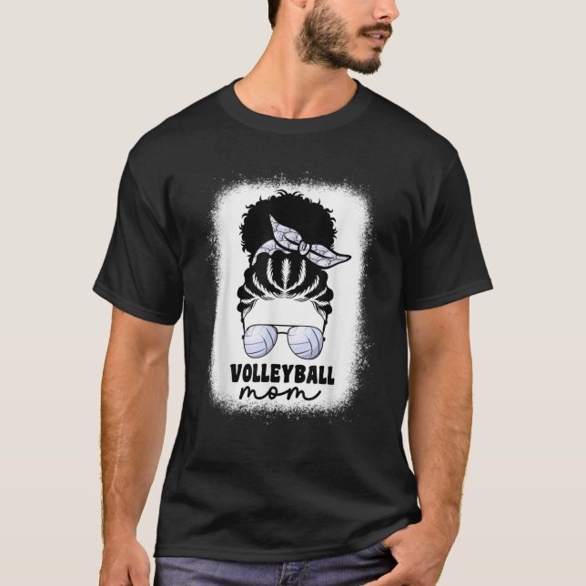 Black Afro Volleyball Mama für Women Messy Bun Vol T-Shirt (Vorderseite)