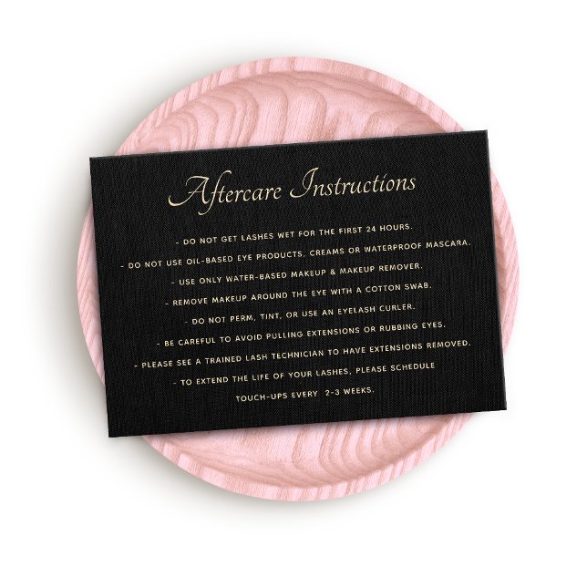 Black AfterCare für Lash Extensions Business Card Visitenkarte (Von Creator hochgeladen)