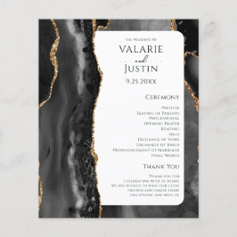 Black Agate Gold Glitzer Hochzeitsprogramm
