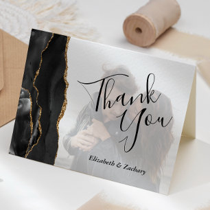 Black Agate Gold verblasste Foto Hochzeit Vielen D Karte