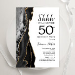 Black Agate White Gold Überraschung 50. Geburtstag Einladung<br><div class="desc">Schwarz,  Weiß und Gold überraschen 50. Geburtstagsfeier Einladung. Elegantes modernes Design mit Aquarellfarben-marmorgeode Hintergrund,  Imitats Glitzer Gold und Typografie Skript-Schriftart. Die trendige Einladungskarte eignet sich perfekt für eine stilvolle Damenfeier. Gedruckte Zazzle Einladungen oder Sofortdownload digitalen druckbaren Vorlage.</div>