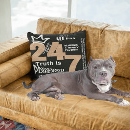 Black All Day 24/7 Slogan Graphic Kissen