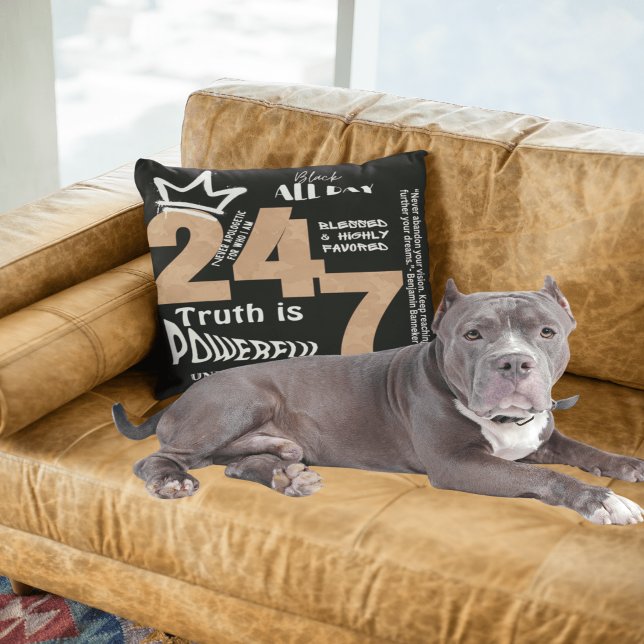 Black All Day 24/7 Slogan Graphic Kissen (Von Creator hochgeladen)