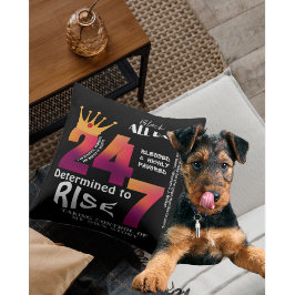 Black All Day 24/7 Slogan Graphic Kissen