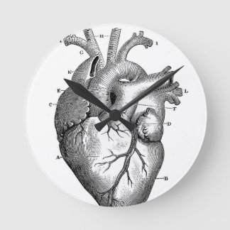 Black Anatomical Heart Runde Wanduhr