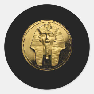 Black Ancient Ägypten Golden Pharoah Coin King Tu Runder Aufkleber