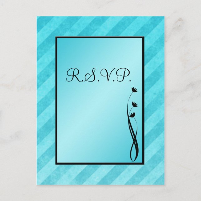 Black and Aqua Stripe R.S.V.P Postkarte (Vorderseite)
