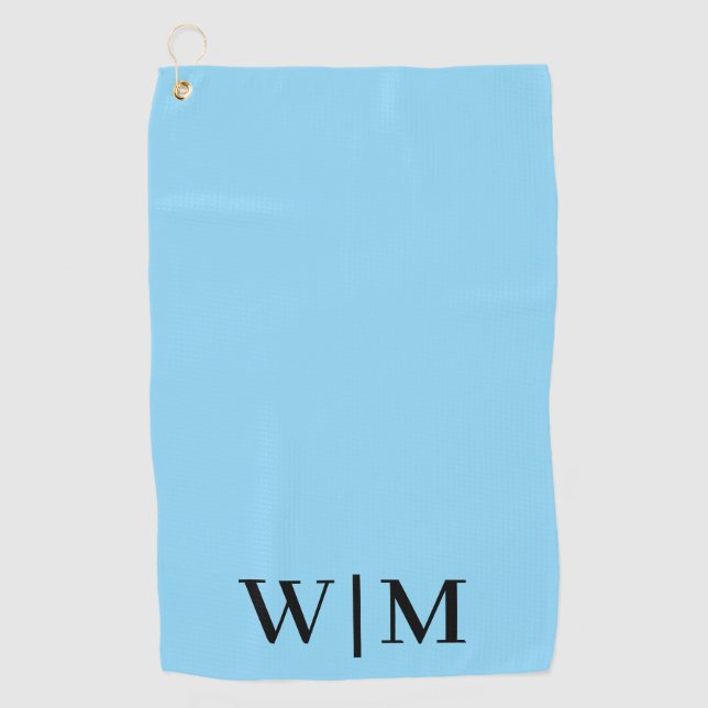 Black and Baby Blue Personalisiert Golf Handtuch (Vorderseite)