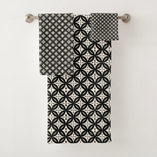 Black and Beige Towel Badhandtuch Set