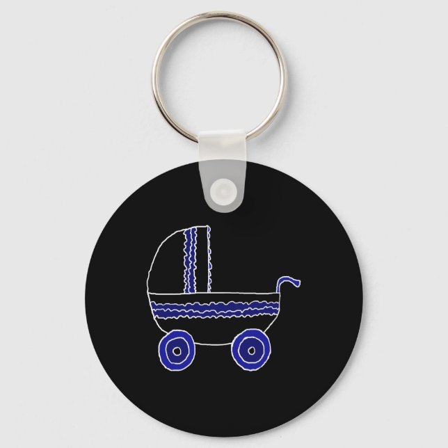 Black and Blue Baby Stroller Schlüsselanhänger (Vorderseite)