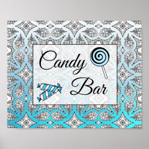 Black and Blue Candy Bar Wedding Sign Poster