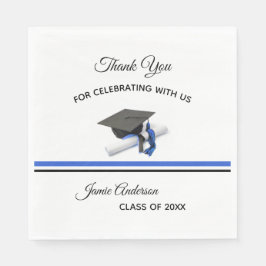 Black and Blue Cap & Tassel | Graduierungspartei Serviette