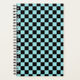 Black and Blue Checkered Pattern Notebook Planner Planer