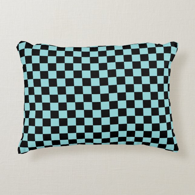 Black and Blue Checkered Pattern Throw Pillow Dekokissen (Vorderseite)