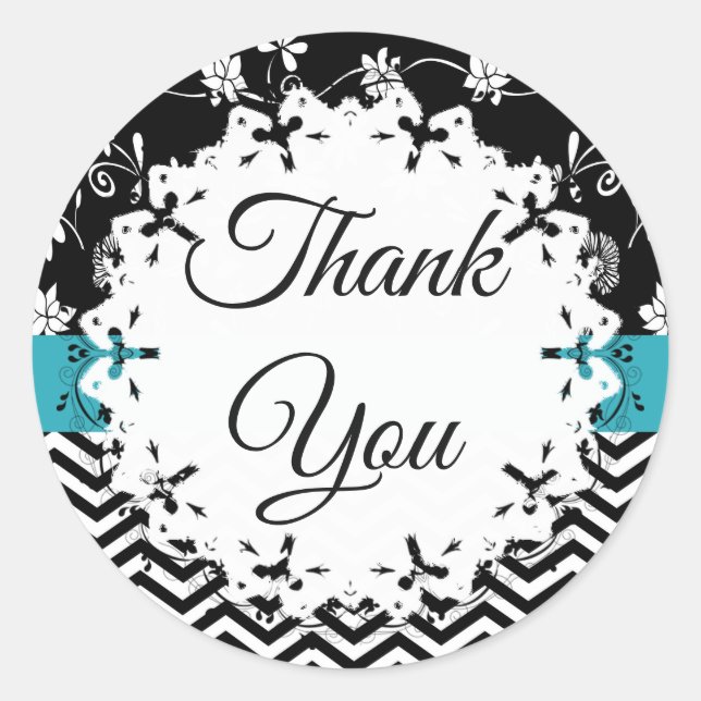 Black and Blue Floral Danke Stickers (Vorderseite)
