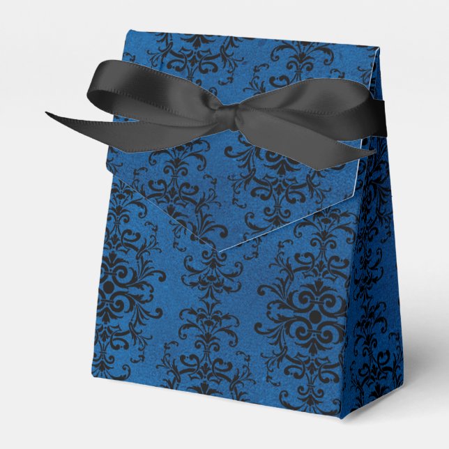 Black and Blue Gothic Damask Geschenkschachtel (Vorderseite)