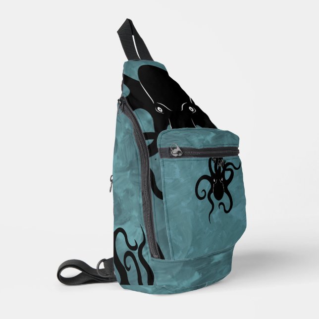 Black and Blue Kraken aus Deep Design Crossbody Bag (Linke Seite)