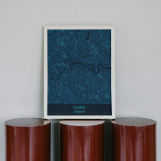 Black and Blue Minimalistisch London City Poster