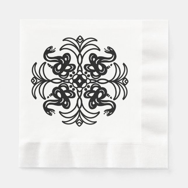 Black and Blue Tribal Snake Serviette (Vorderseite)