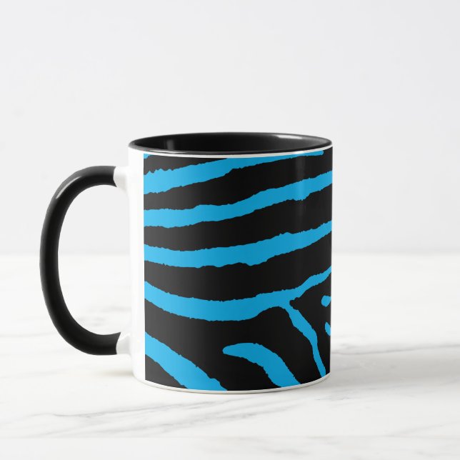 Black and Blue Zebra Print Tasse (Links)