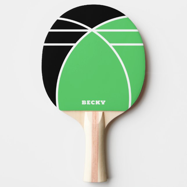 Black and Bright Green Personalized Tischtennis Schläger (Vorderseite)