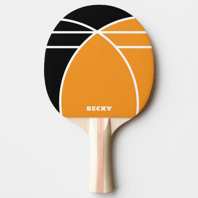Black and Bright Orange Personalized Tischtennis Schläger (Vorderseite)