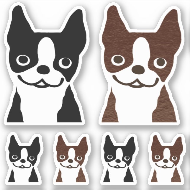 Black and Brindle Boston Terrier Dogs Sticker Set (Vorderseite)