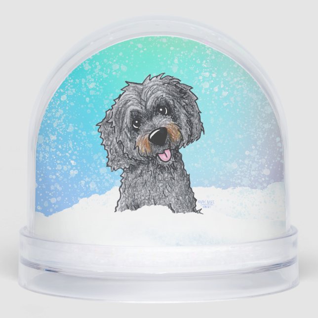 Black and Brown Goldendoodle  Schneekugeln (Vorderseite)