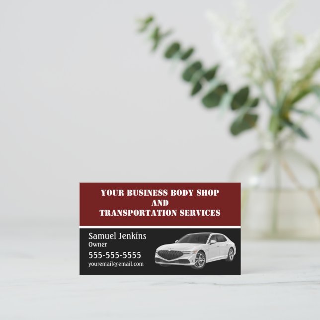 Black and Burgundy Driving Services Visitenkarte (Stehend Vorderseite)