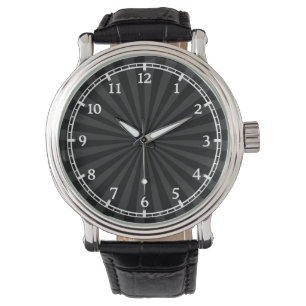 Black and Charcoal Sun Burst Dial Armbanduhr
