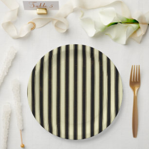 Black and Cream Pinstripe Wedding Elegante Throw P Pappteller