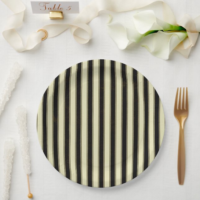 Black and Cream Pinstripe Wedding Elegante Throw P Pappteller (Hochzeit)