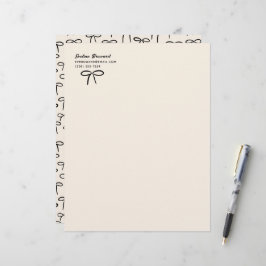 Black and Cream Simple Bows Personal Stationery Briefbogen