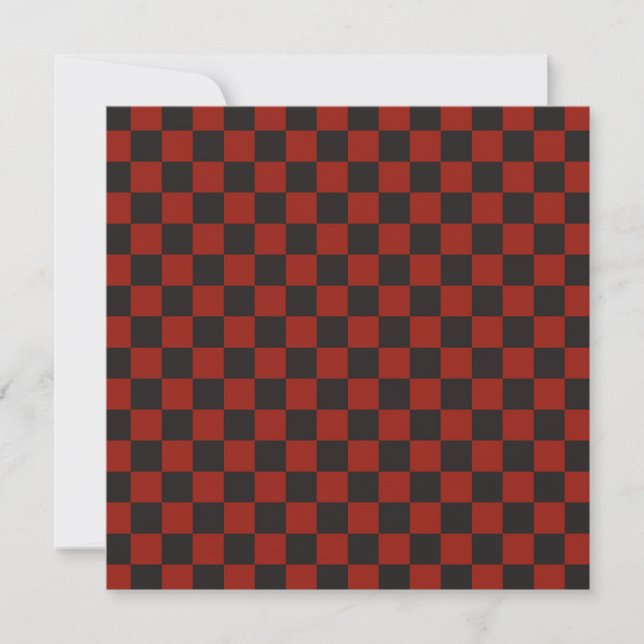 Black and Deep red checkerboard pattern Dankeskarte (Vorderseite)