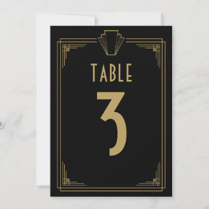 Black and Gold 1920er Jahre Art Déco Hochzeit Tisc Einladung