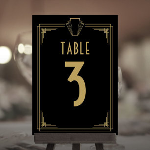 Black and Gold 1920er Jahre Art Déco Hochzeit Tisc Einladung