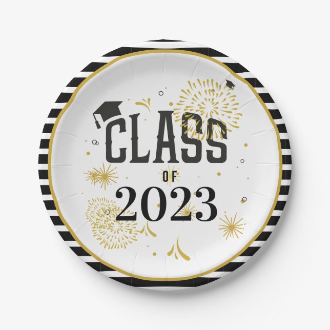 Black and Gold 2021 Abschluss Celebration Party I Pappteller (Vorderseite)