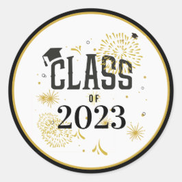 Black and Gold 2021 Abschluss Celebration Party I Runder Aufkleber