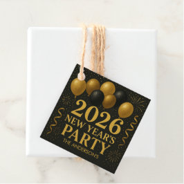 Black And Gold 2026 New Year Party Geschenkanhänger