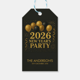 Black And Gold 2026 New Year Party Geschenkanhänger