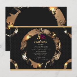 Black and Gold 50. Geburtstagsparty Classic Einladung