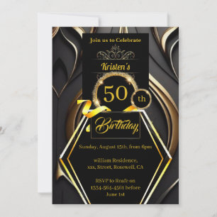 Black and Gold 50e anniversaire Invitation