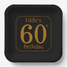Black and Gold 60th Birthday Party  Pappteller