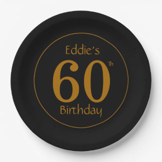 Black and Gold 60th Birthday Party  Pappteller