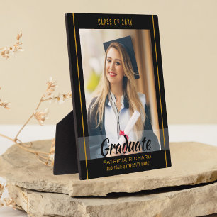 Black and Gold Abschluss 20XX Grad Foto Keepake Fotoplatte