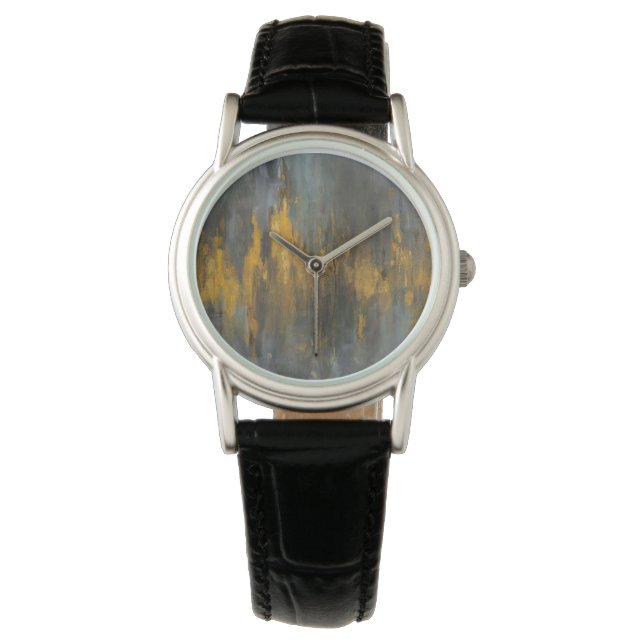 Black and Gold Abstract Print Danhui Nai | Armbanduhr (Vorderseite)