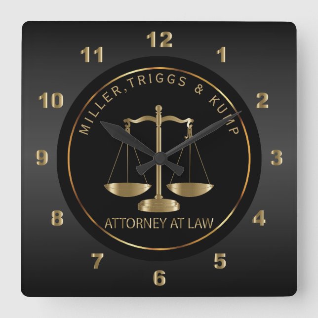 Black and Gold - Anwalt auf dem Rechtsweg Quadratische Wanduhr (Vorderseite)