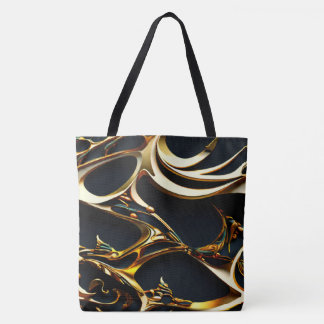 Black and Gold Arabesque Tote Bag Tasche