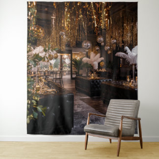 Black and Gold Art Deco Back Drop Wandteppich