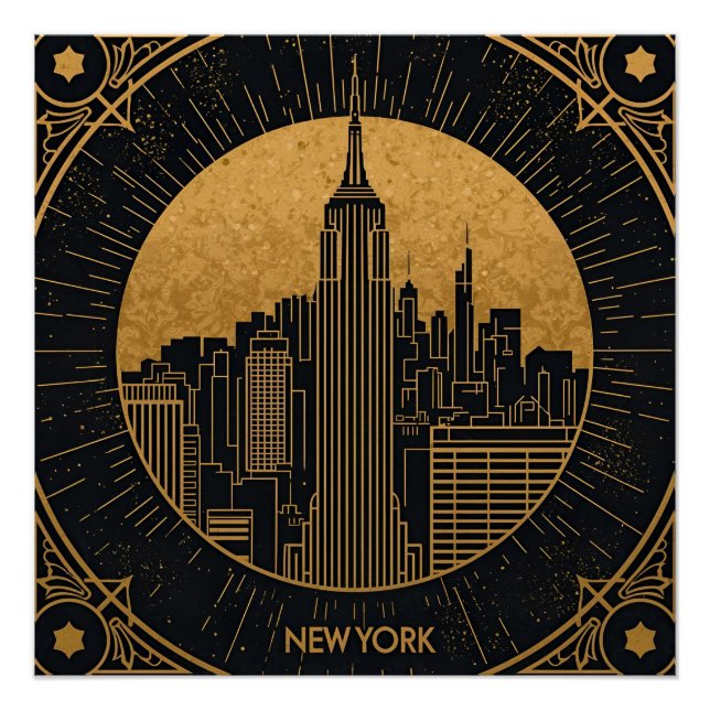 Black and Gold Art Deco Backdrop Poster (Vorderseite)